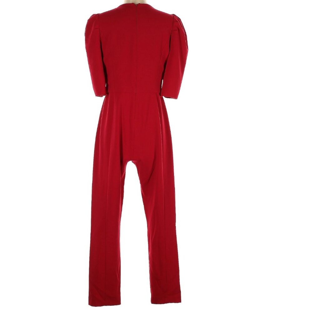 Black Halo Russo Preppy Edgy Academia Red Puff 3/4 Sleeves Pockets Jumpsuit Sz10 - Picture 6 of 7